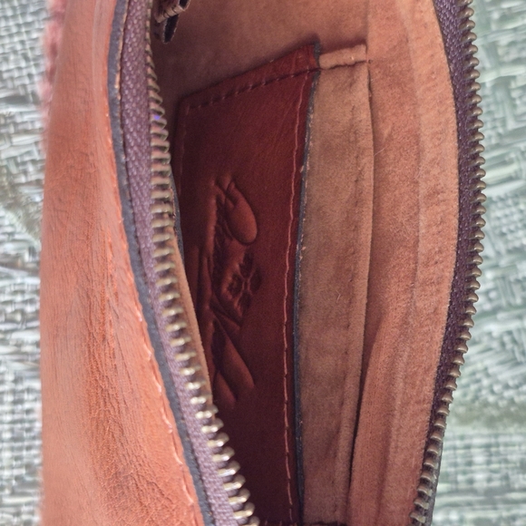 Patricia Nash Brown Leather Wristlet with Pom Poms - Picture 5 of 5